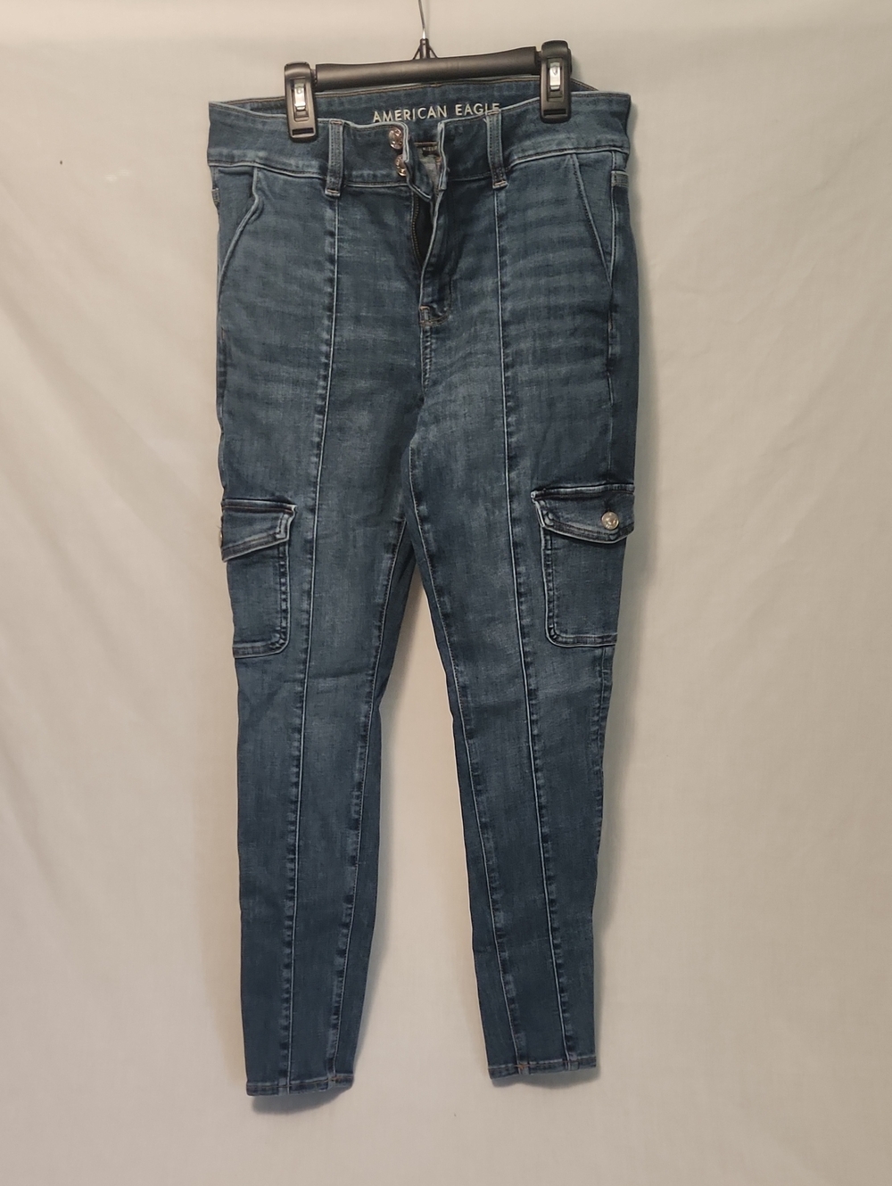 American Eagle Outfitters Women's Dark Blue Cargo Skinny Jeans
